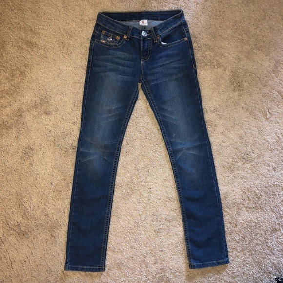 True Religion Women’s “Julie” Dark Wash Gold Sequin Jeans Size 27 - Picture 11 of 13